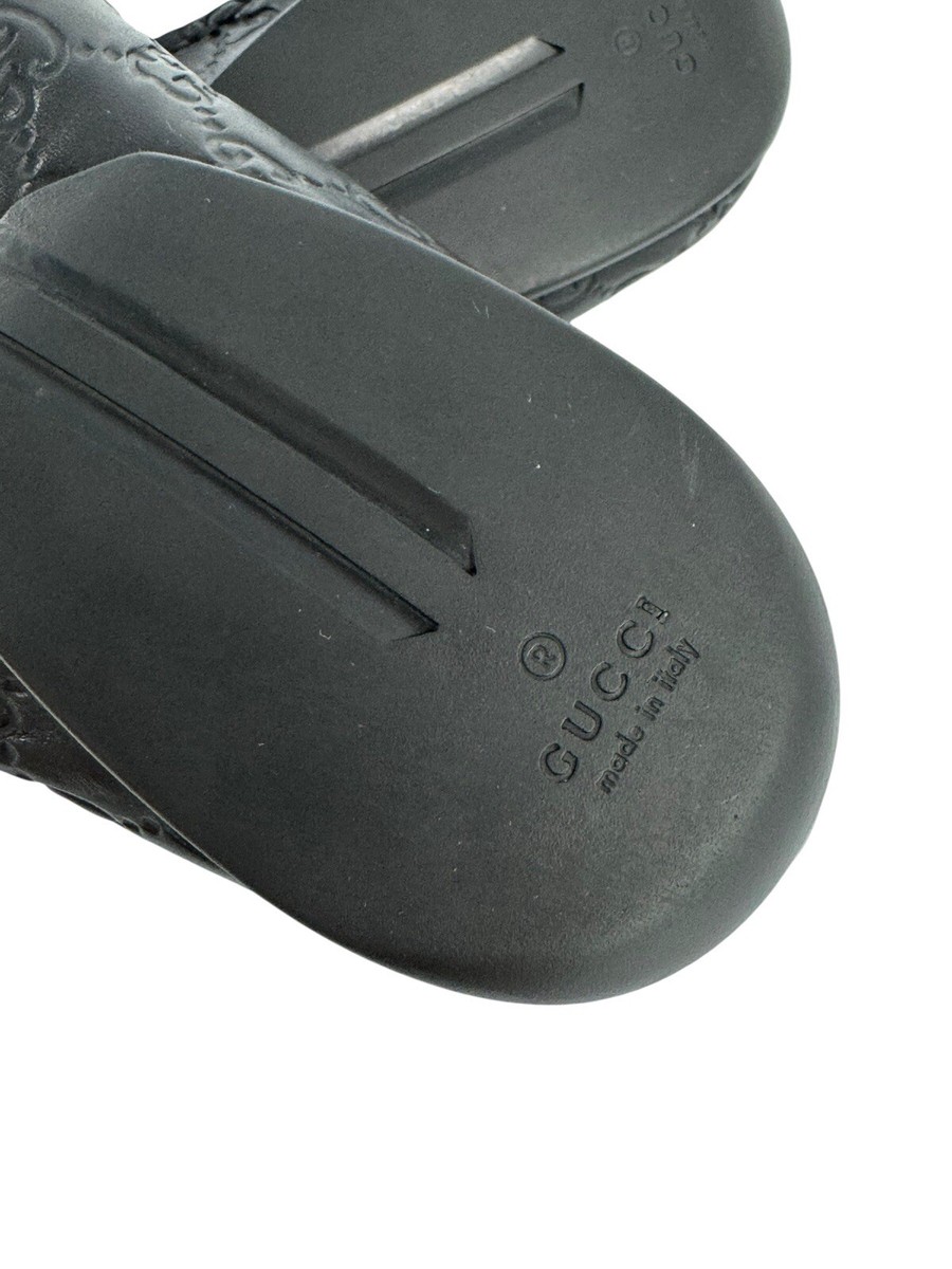 GUCCI 170618 Black Leather Guccissima GG Men display picture 1