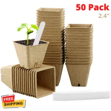 50 Pack Biodegradable Peat Pots 2.4 Inch Transplant Paper Pulp Seeding Cups