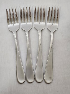 4 Pc Oneida Silver USA - Satin FLIGHT / RELIANCE Salad Forks, Approx 6.75'' 
