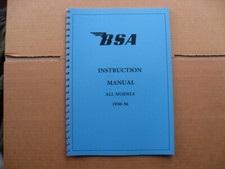 BSA  INSTRUCTION MANUAL FOR OHV AND SIDEVALVE 250, 350, 500 1930 TO 1936 MODELS