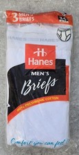 Vtg Men's Hanes 1997 90's Tighty Whities White Spell Out Breifs 34 Med FREEUSHIP