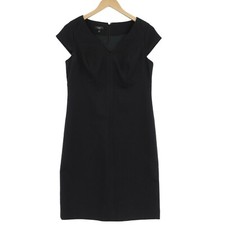 Talbots Women's Black V-Neck Cap Sleeve Back Zipper A-Line Midi Dress Size 8P