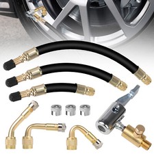 10pcs Universal Tire Valve Extension Kit w/ Hose & Angles Stem Extender Car Bike