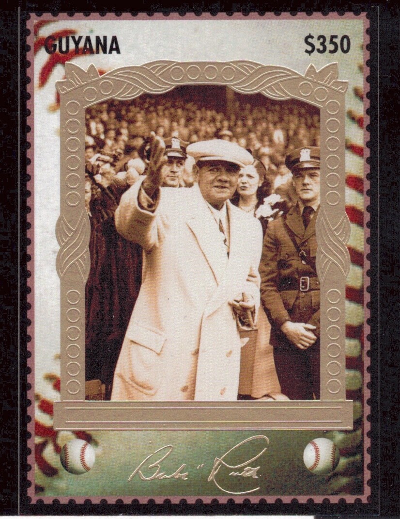 1994 Guyana Babe Ruth Sultan of Swat Stamp Cards #9 Babe Ruth