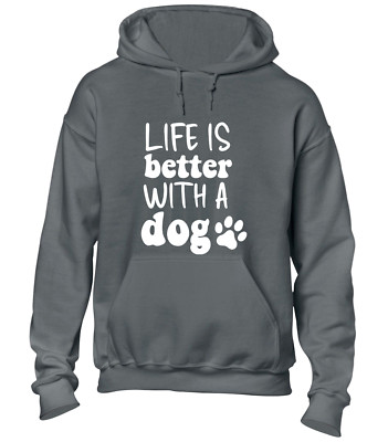 LIFE IS BETTER WITH A DOG HOODY HOODIE LUSTIG HUNDELIEBHABER TIER DESIGN GESCHENKIDEE
