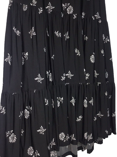 Catherines Maxi Skirt Womens Plus 2X Black Floral Pull On Tiered Ruffled Hem NEW - Picture 3 of 13