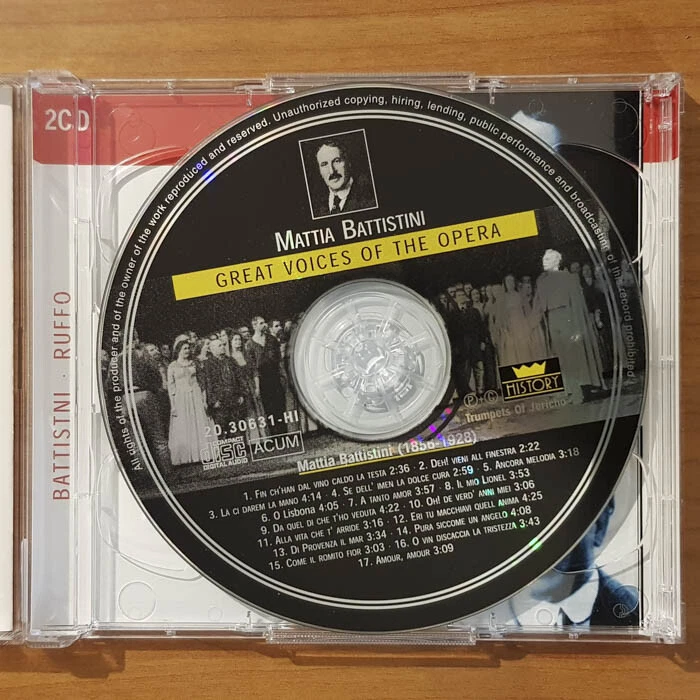 MATTIA BATTISTINI / TITTA RUFFO Great Voices Of The Opera EX/VG+(2CD) - Bild 3 von 4