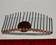 VINTAGE DELICATE METAL AND FAUX PEARLS HAIR COMB SUBTLE PEARL HUES