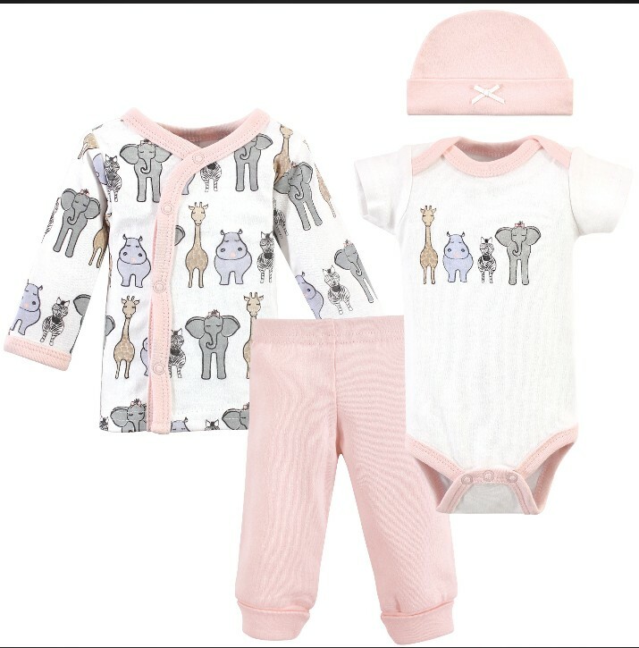 Lot De 4 Layettes Safari En Coton Blanc/rose Pour Prématurée (Preemie) - Neuf Avec étiquettes HB