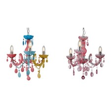 Litecraft Glow Marie Chandelier Children's Crystal Effect 3 Light - 2 Colours   