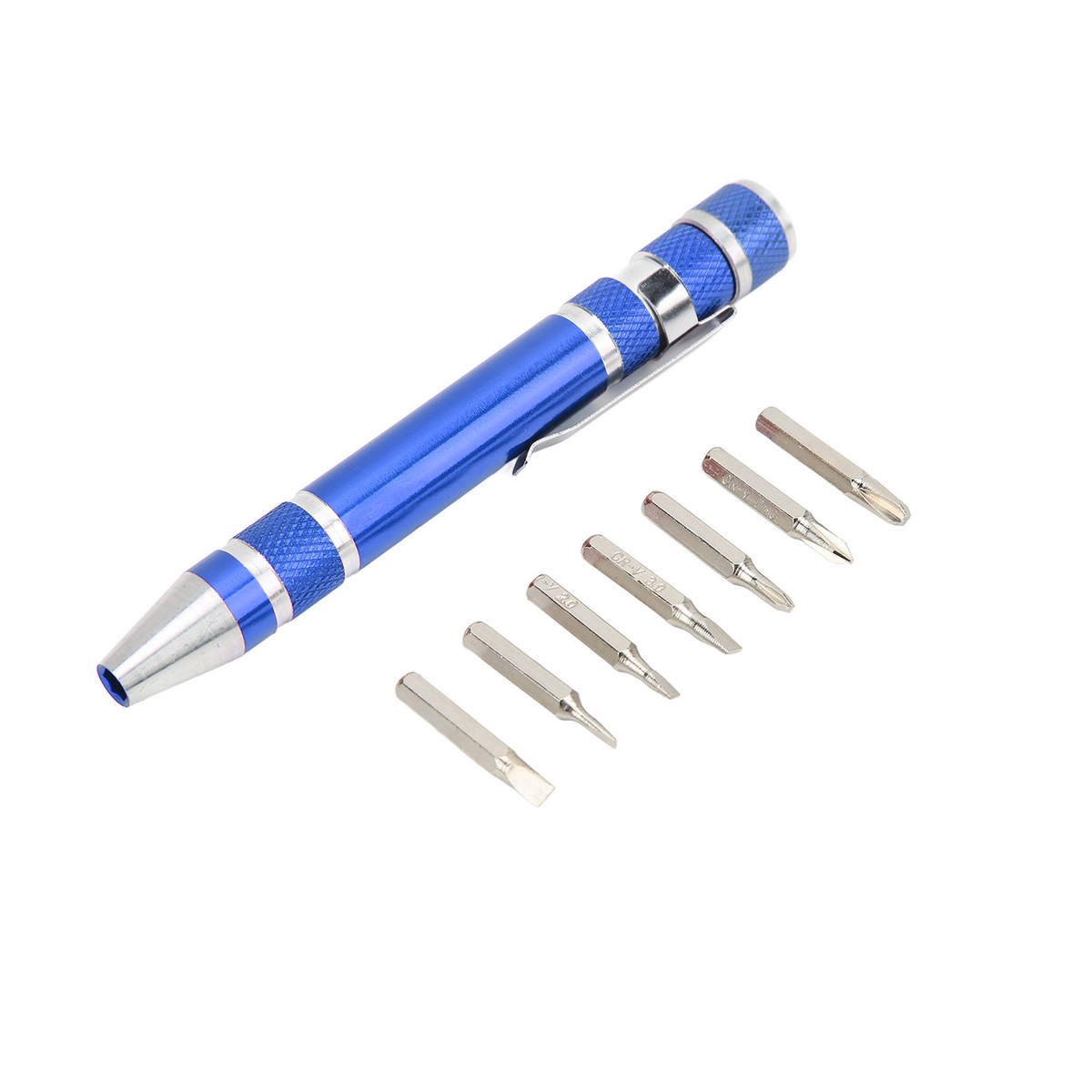 Blue)Pocket Screwdriver 8 In 1 Mini Hand Pen Screwdriver