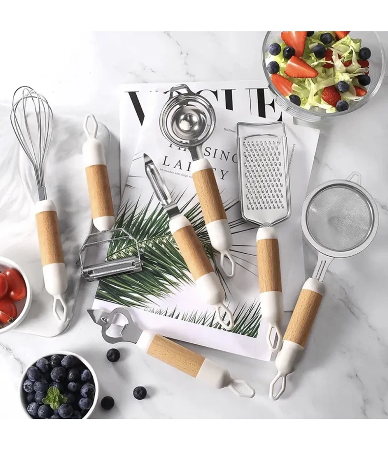 kitchen utensil set with wood handle Grater Peeler Planer Egg Separator(14packs) - Image 4 of 4