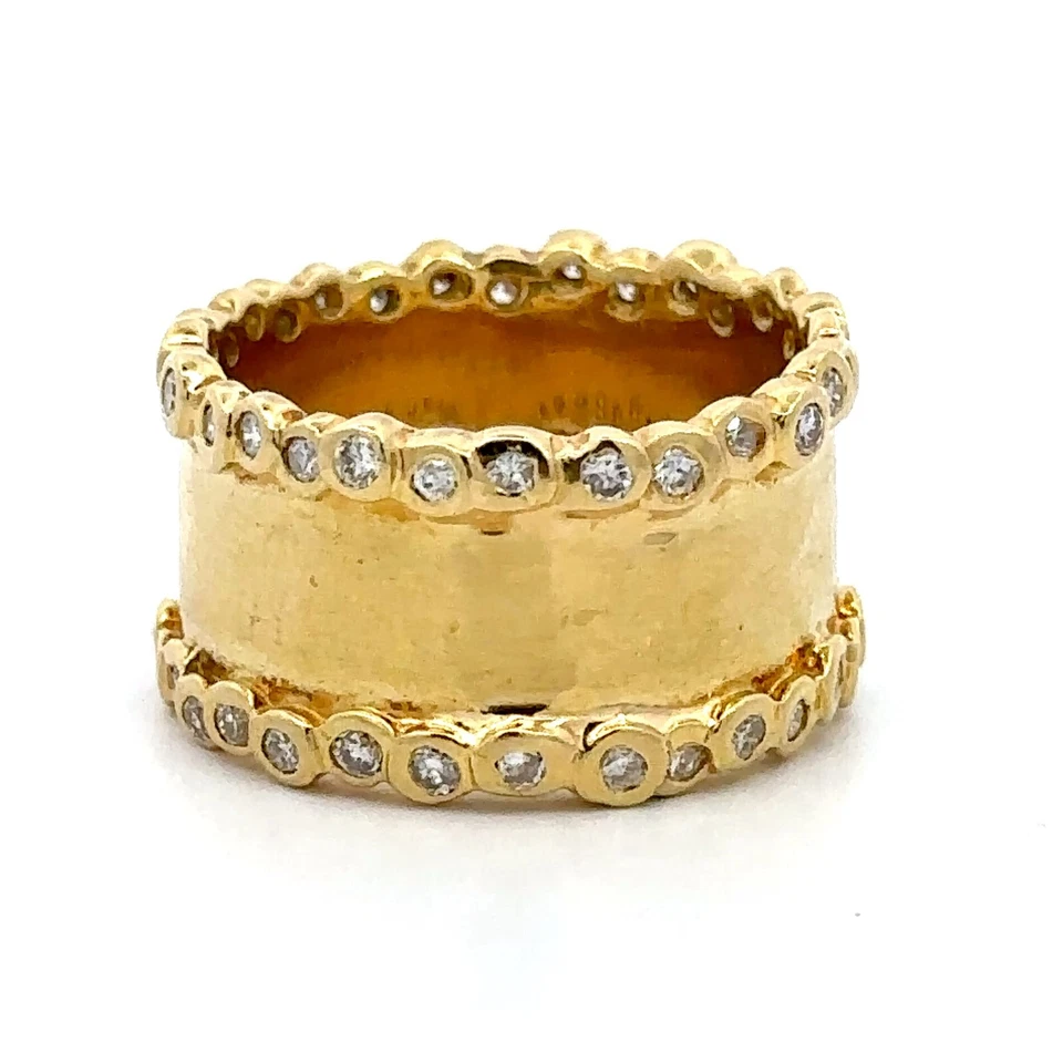 Conjunto de bisel de diamantes de oro amarillo de 18 quilates IPPOLITA banda de eternidad anillo de 12 mm tamaño 7_J1115 Foto 2 de 4