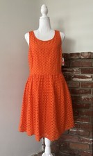 Old Navy Dress Sz 10 Orange Lined Eyelet Sleeveless NWT! 
