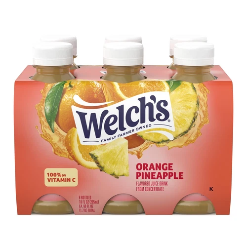 (4 pack) Welch's Orange Pineapple Juice Drink, 10 fl oz On-the-Go Bottle, US - Picture 3 of 8
