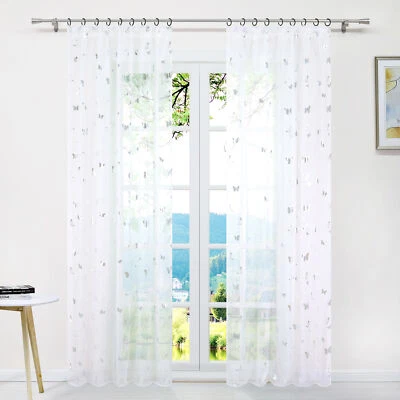 Gardine Vorhänge mit Kräuselband Schlaufen Ösen Transparent Voile Wohnzimmer - Bild 1 von 4