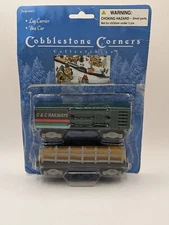Cobblestone Corners Collectibles Train Cars  Log Carrier & Box Car Item 31012