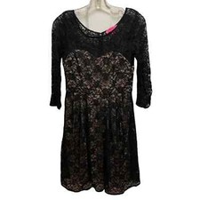 Betsey Johnson black lace & sequins mini dress 8 Little Black Dress