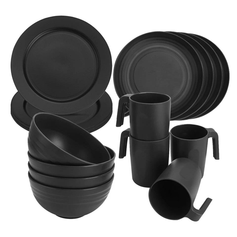 4 Personen 16tlg Camping Picknick Geschirrset Geschirr Melamin Campinggeschirr - Bild 4 von 4