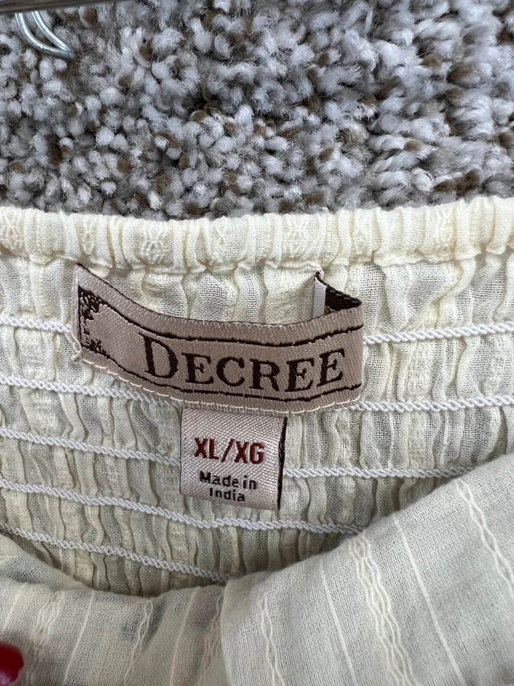 Camisa Decree Sin Mangas Top Marfil Floral Bordado Algodón Para Mujer Talla XL Foto 2 de 4