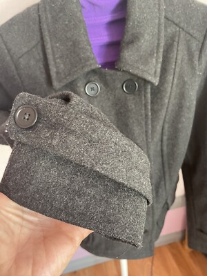 OLD NAVY S Wool blend double breasted pea coat short jacket gray