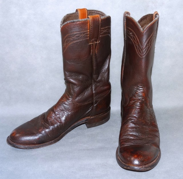 NICE 6 D JUSTIN EXOTIC SMOOTH OSTRICH SKIN BROWN ROPER COWBOY BOOTS eBay