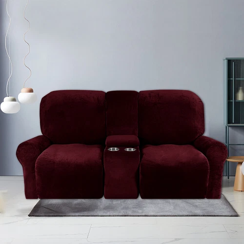 2-Sitzer Stretch Liegesofa Bezug Samt Schonbezug mit Getränkehalter Mittelkonsole - Bild 89 von 104