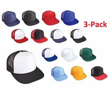3 PACK Flat Bill Snapback Hats Foam Front Mesh Trucker Classic Caps Adjustable