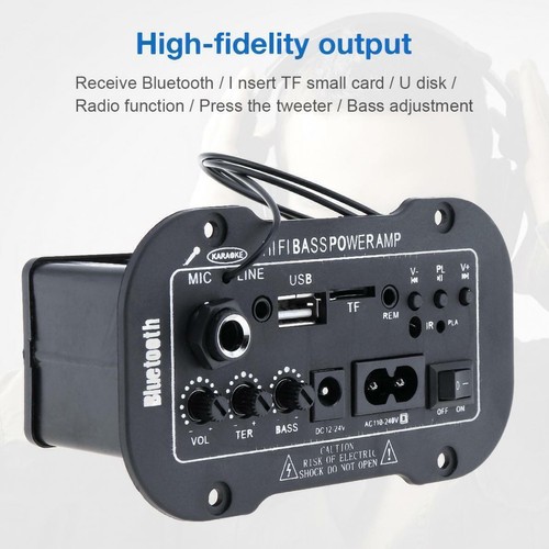 Amplificador estéreo AMP HiFi Bluetooth para automóvil Radio FM MICRÓFONO MP3 USB SD reproductor con control remoto - Imagen 3 de 12