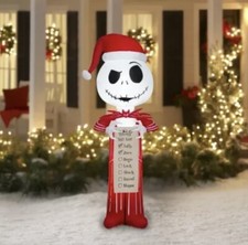 Jack Skellington Christmas Inflatable 5.5' w/ Wish List Santa Light Up LED Gemmy