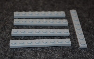 (5) 1x8 Light Gray Plate Bricks ~ Lego ~ NEW ~ Castle / Star Wars