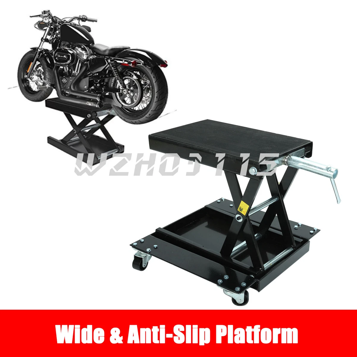 1100 Lbs Steel Wide Deck Motorcycle Lift ATV Scissor Jack w Dolly