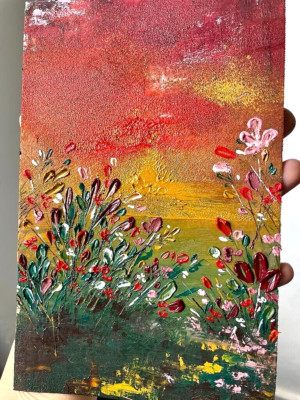 Abstrakter Impressionismus Landschaft/Impasto Miniatur/Zeitgenössisches Ölgemälde/Kunst