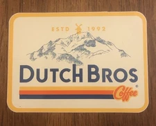 Dutch Bros Sticker Mountains Windmill Yellow Boarder Coffee