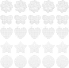 25 Pcs 7 Count 5 Shapes Mesh Plastic Canvas Sheets Kit Including Circles, Butter