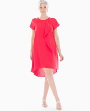 NEW ADRIANNA PAPELL Women’s Crepe Ruffle Front Coral Dress 8 Crepe Granium
