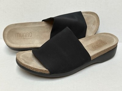 MUNRO Women s Sz 9M CASITA Wedge Slide Black Stretch Fabric ~ NICE PAIR!
