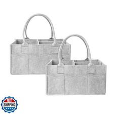         2 Pack Baby Diaper Organizer Bags, Portable Diaper Storage with Divider