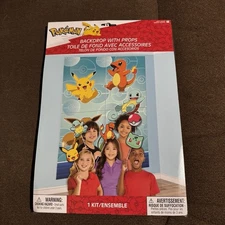 Pokemon Backdrop Scene Setter With 12 Props Party Fun Kit Pikachu Birthday 27x40