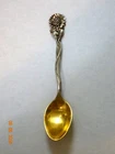 REED AND BARTON STERLING SILVER FLORAL DEMITASSE SPOON w/Gold Wash Bowl