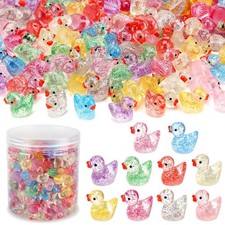240 Pcs Glitter Mini Resin Ducks, Colorful Tiny Small Plastic Ducks Figures t...