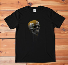 Dripping Gold Skull T-Shirt | Gothic Smoke Graphic Tee | Dark Horror Design