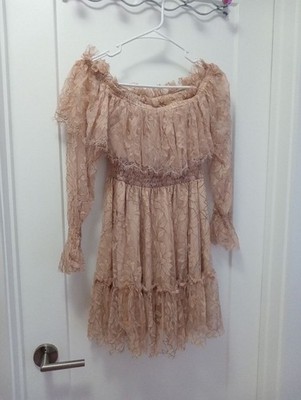 Simplee Peach Color Pastel Flower Lace Dress Size XS-S | eBay