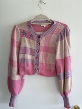 LoveShackFancy Bedford Cropped Cotton-Blend Jacquard Cardigan  – Size XS