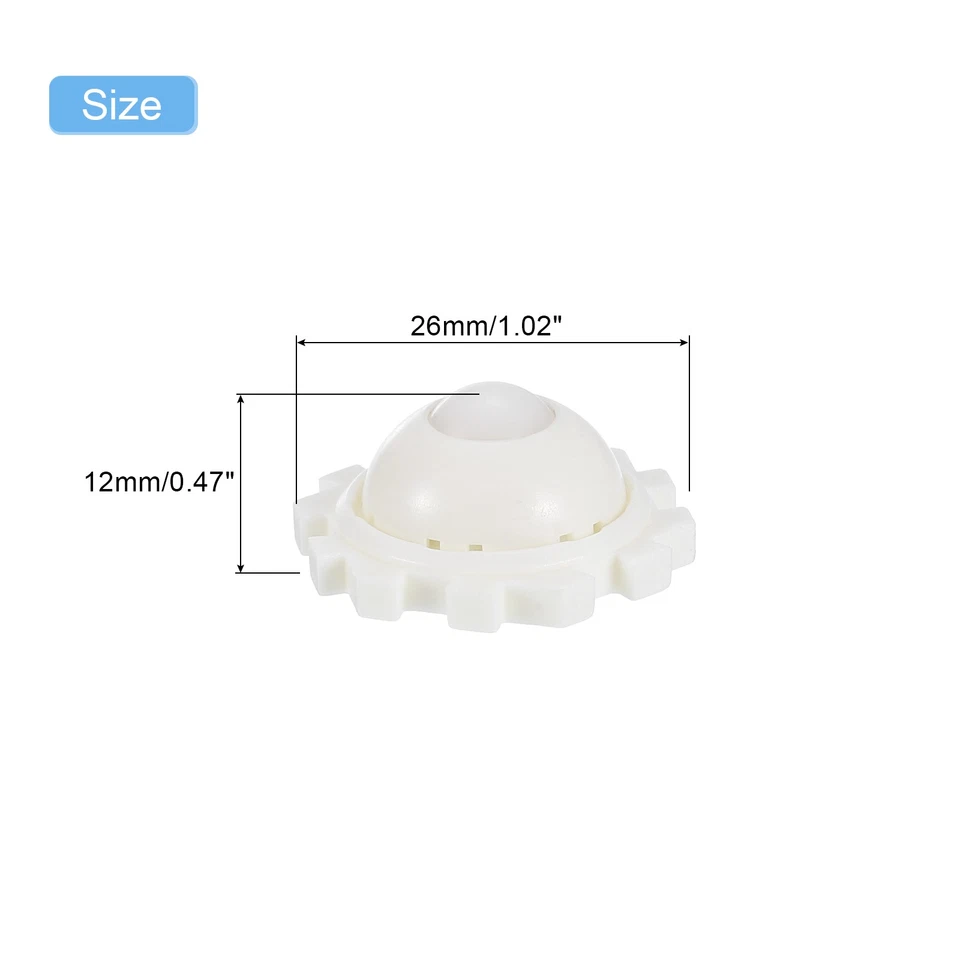 Selbstklebende Lenkrollen, Kunststoff 1,02 x 0,47" Schwenkrollen (6stk, Weiß) - Bild 2 von 4