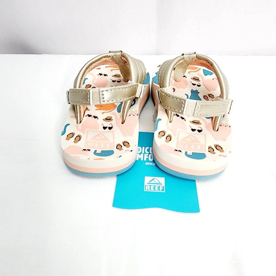 Sandalias de playa Reef Little Ahi para niñas pequeñas geniales gatos con correa trasera talla 4 nuevas Foto 4 de 4