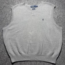 Polo Ralph Lauren Sweater Vest Sleeveless Mens XXL Gray Pullover V Neck Classic