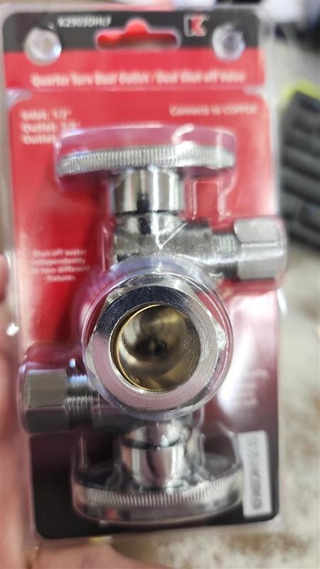 Brass 3Way Quarter Turn Dual Shut-Off Valve 1/2 x 3/8 x 3/8 Keeney K2903DHLF PP2