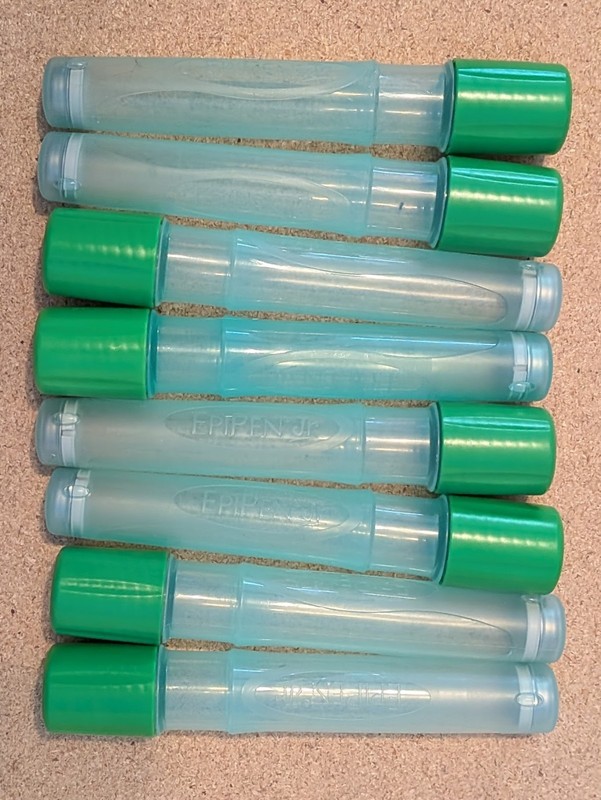 Lot of 8 EpiPen Jr Auto-Injector Plastic Case Tube Holder Empty containers EUC