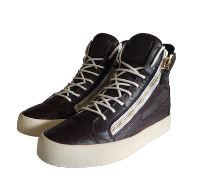 Giuseppe Zanotti クロコ型押し スニーカー　サイズ42 Giuseppe Zanotti May Croc Brown Leather High Top Sneakers Men's